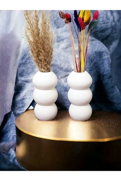 stonnish 14 cm Bubble Vase - Set of 2 Raw White Decorative