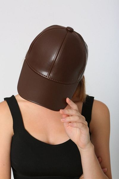 Luminos Butik Brown Brim Leather Baseball Hat - Simple and Stylish Design Spk1104
