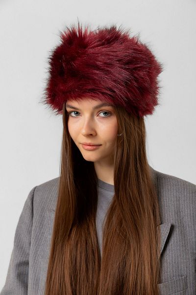 Luminos Butik Burgundy Feather Women's Hat - Soft and Stylish Accessory for Cold Weather Spk1141