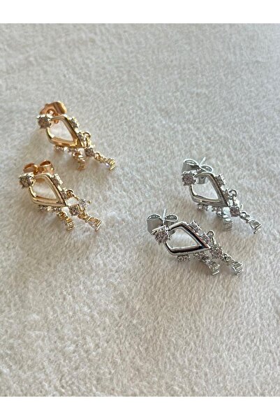 MyladyAccessoriess Sallantı Zirkon Taş Detay Minimal Küpe (Çelik) Gold