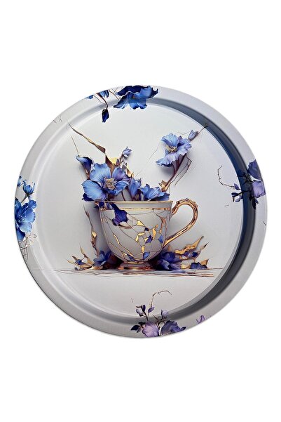 Nishev Dekoratif Metal Yuvarlak Tepsi 35 Cm / Özel Tasarım