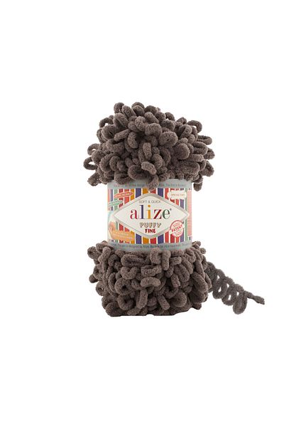 Alize Puffy Fine (SMALL PIECE) (THIN) Hand Knitting Yarn - 305 Coffee - 100 Gr14.5 MtFinger Knitting Thread