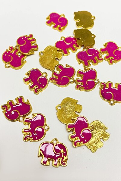 Limelia Fuşya Fil Şekil Nazar Boncuklu Kolye Ucu 1 Adet