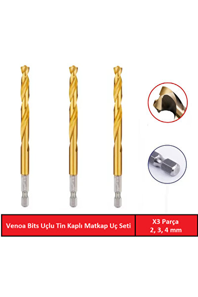 Venoa Dt03 Tin Kaplı Bits Saplı Hss Delici Matkap Uç Seti 3 Parça