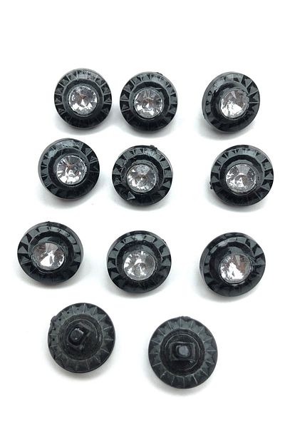 Limelia Black Plastic Button with Stone Detail