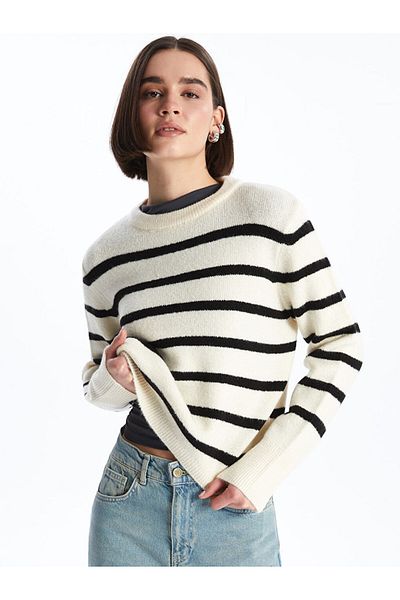 LC Waikiki Striped Crew Neck Long Sleeve Women's Knitwear Sweater