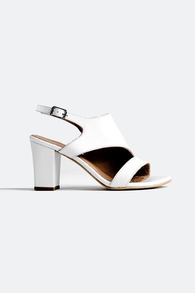 Lal Shoes & Bags Pantofi cu toc Emily White din piele naturală - gleznă închisă