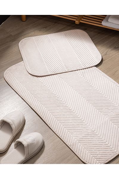 Madame Coco Emele Beige Bath Mat - Pack of 2