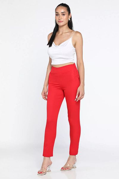 GÜLSELİ Red Front Women's Trousers