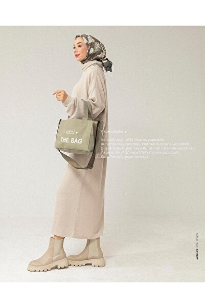 Meri Store Oversize Boğazlı Krem Triko Takım