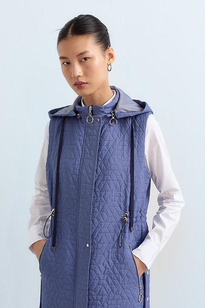 Nihan Indigo Sports Vest - Thin Quilted and Accessory Detailed
