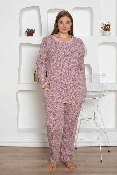 ALİMER Dusty Rose Plus Size Pajamas with Pockets 2798Uyb