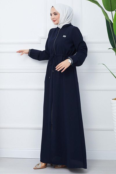hafsamina Διχτυωτό με κουκούλα με δέσιμο Ferace Navy Blue HM2360