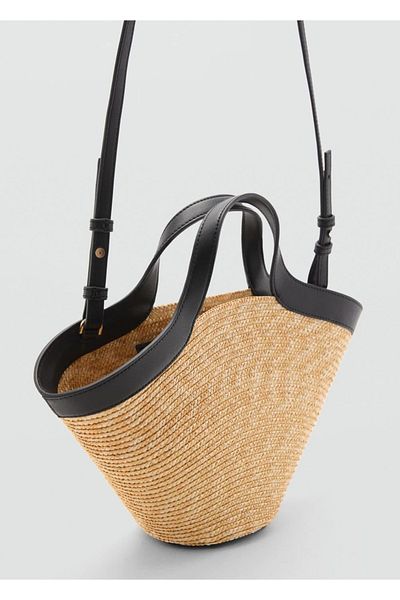 MANGO Woman Korbtasche aus Naturfaser