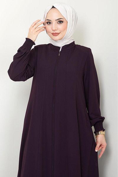 hafsamina Plum Colored Piece Ferace - HM2362
