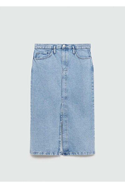 MANGO Woman Yırtmaçlı denim etek