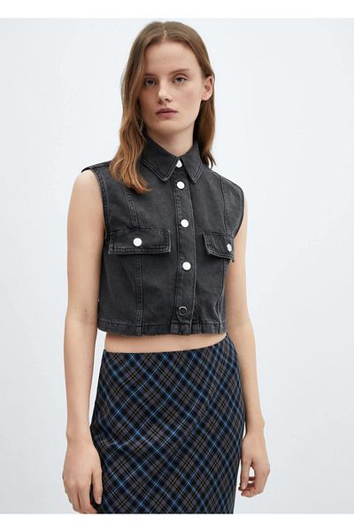 MANGO Woman Crop Denim Vest