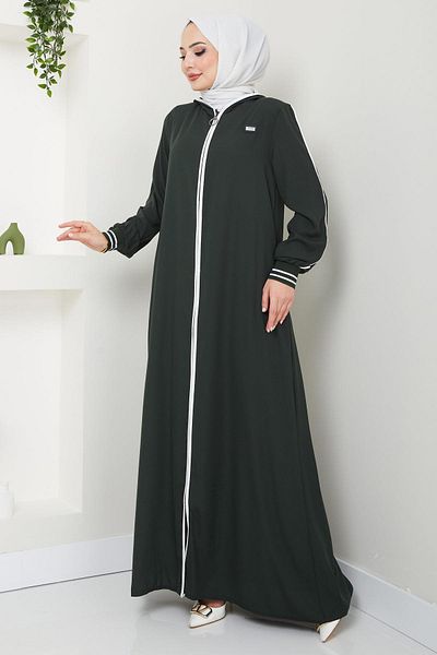 hafsamina Ριγέ Piping Λεπτομερής Ferace Khaki HM2151