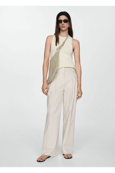 MANGO Woman Straight Striped Trousers