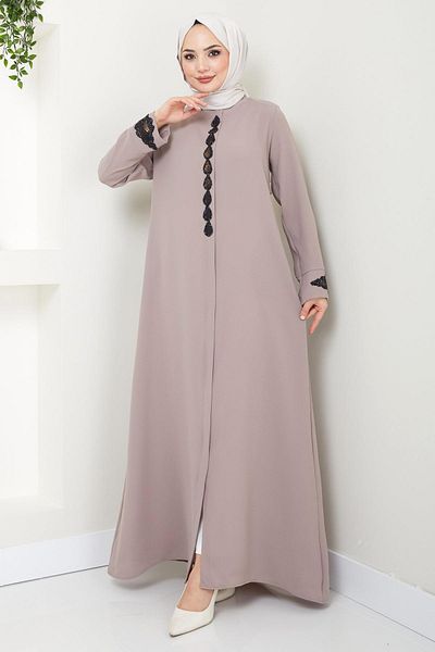 hafsamina Mink Drop Stone Detailed Ferace - HM2435