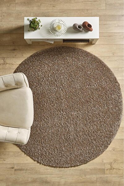 Red Halı Tek Renk Desensiz Moka Yuvarlak Yumuşak Post Peluş Shaggy Halı Salon...