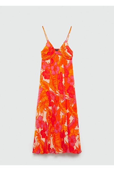 MANGO Woman Drape detaylı desenli elbise