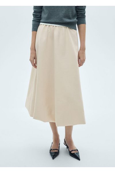 MANGO Woman Fusta midi cu croiala in linie