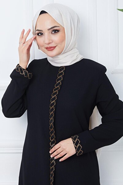 hafsamina Gizem Taşlı Ferace Siyah HM2358