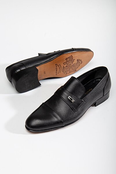 Dilimler Ayakkabı Γνήσιο Δερμάτινο Τεμάχιο Μαύρο Ανδρικό Κλασικό χωρίς δέσιμο