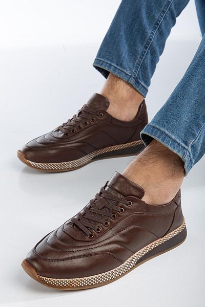 Dilimler Ayakkabı Ανδρικά καθημερινά casual παπούτσια από γνήσιο δέρμα ορθοπεδικά κορδόνια καφέ