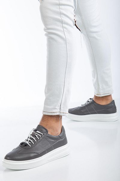 Dilimler Ayakkabı Genuine Leather Orthopedic Light Sole Gray Men's Daily Casual Shoes
