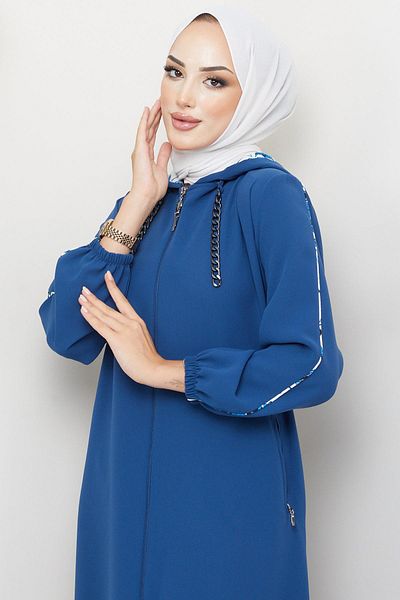 hafsamina Indigo Hooded Ferace - Λεπτομέρεια αλυσίδας HM2255