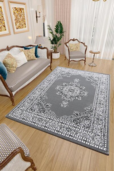 Red Halı Bordürlü Klasik İran Tarzı Afgan Halısı Gri Halı Jüt Halı Salon Otur...