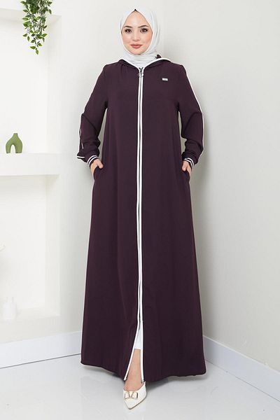 hafsamina Ριγέ Piping Λεπτομερής Ferace Plum HM2151