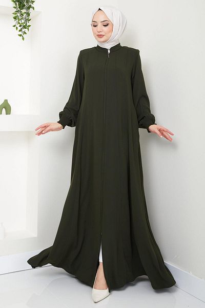 hafsamina Khaki Mevlana Ferace - Piece Model HM2362