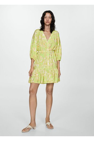 MANGO Woman Φόρεμα με φιόγκο με σχέδια