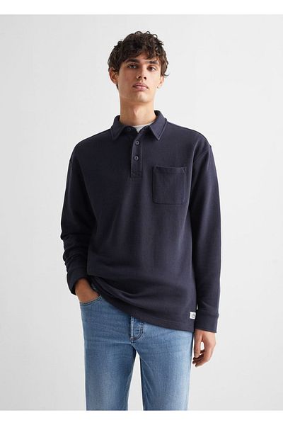 Mango Teen Μακρυμάνικο βαμβακερό μπλουζάκι πόλο