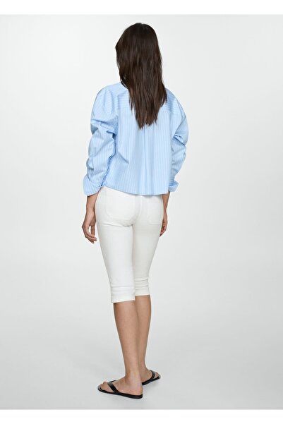 MANGO Woman Dekoratif dikişli slim capri jean pantolon