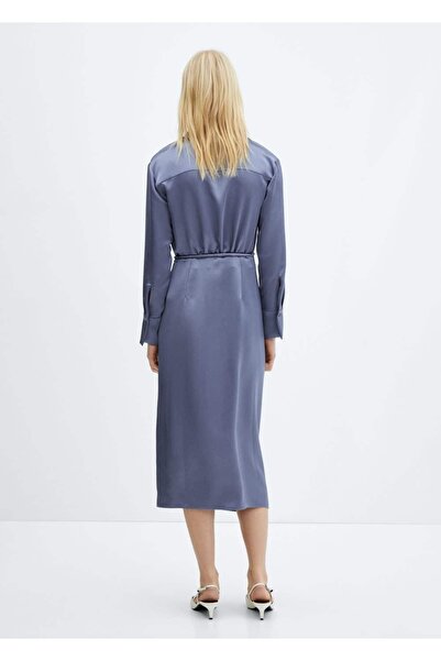 MANGO Woman Satynowa sukienka koszulowa – stylowy i wygodny design