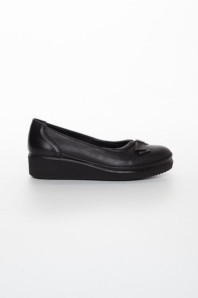 Dilimler Ayakkabı Genuine Leather Orthopedic Bow Black Women's Shoes