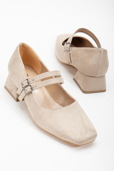 Dilimler Ayakkabı Large Size 2 - Γυναικεία Suede Skin Παπούτσια με χαμηλό τακούνι