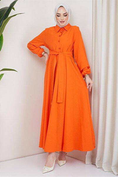 hafsamina Φόρεμα με ζώνη Mevlana Πορτοκαλί