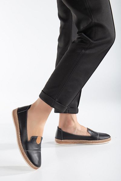 Dilimler Ayakkabı Genuine Leather Orthopedic Saddled Black Large Size Women's Shoes Daily