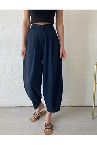 Bade Butik Lacivert Pileli Şalvar Pantolon