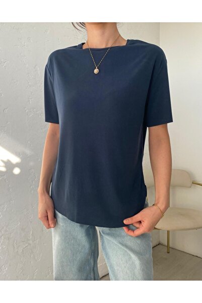 Bade Butik Синій модальний м'який футболка