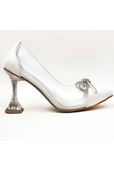 KOCAMANLAR Seribo Cenusareasa 10 Cm Pantofi De Dama Stiletto Transparenti Cu Toc Alb