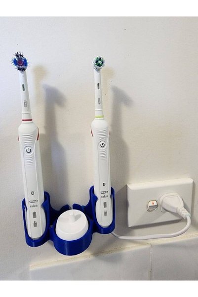 HAFA 3D TASARIM Oral-B Diş Fırçası Standı - Diş Fırçalık - 2'li Duvara Monte Stant - Banyo Düzenleyici