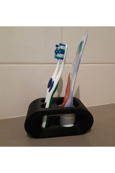 dream3d Black Toothbrush And Paste Holder