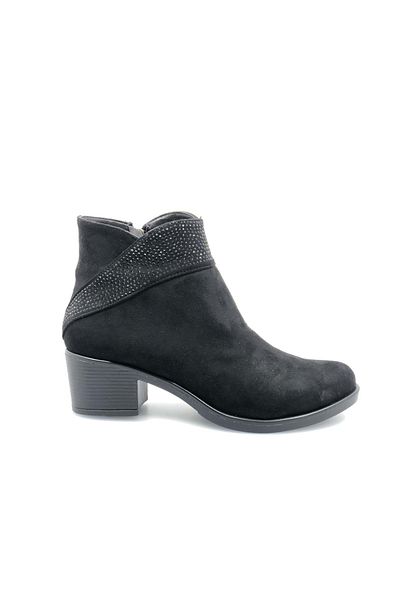 KCMN Καλύτερες γυναικείες μπότες με τακούνι Ankle Stone Μαύρο