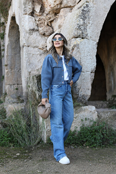 bytugcekaya Mavi Polo Yaka Standart Beden Kalın Kumaş